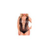 Body noir grande taille résille motifs ouverture avant arrière 